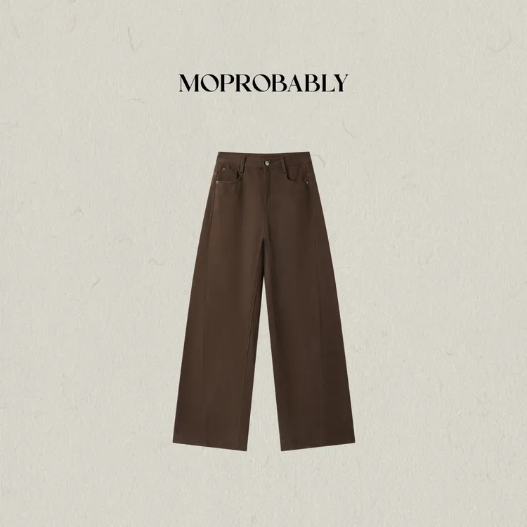 Moprobably李予诺「调色盘」时尚水洗雪尼尔底绒直筒牛仔裤L5473080