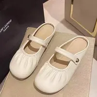 低跟方跟森系浅口凉拖半托一体包头拖软底休闲时尚