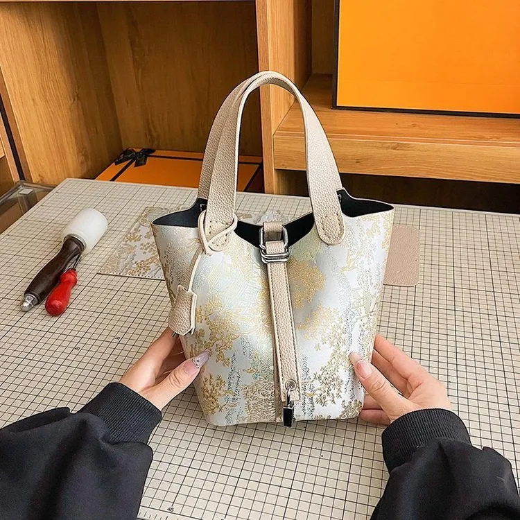 手拎新中式国风腋下包包女士篮子包单肩材料包手工包DIY手提女包