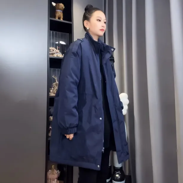 2025新款秋冬棉衣女中长款大码宽松立领百搭薄棉休闲保暖加厚外套