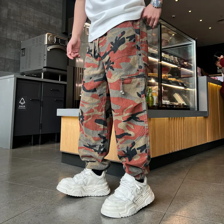 DB 男装冬季新款潮牌加厚迷彩裤男户外洋气百搭束脚休闲长裤-666