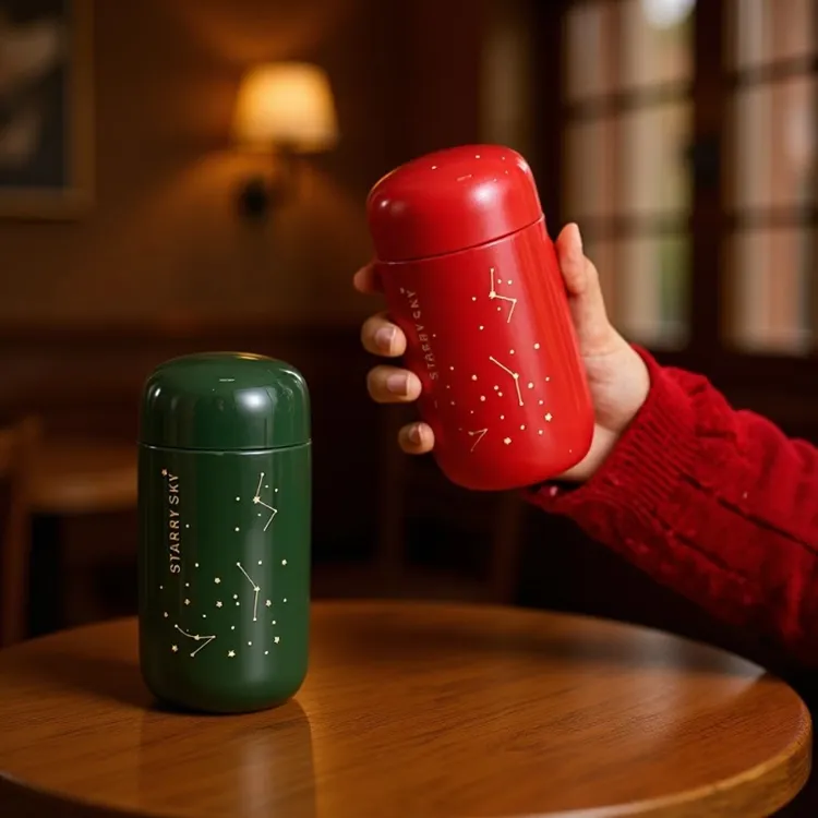 【好菇凉】星空杯304蛋型迷你可爱水杯双层真空保温杯便携小巧情侣