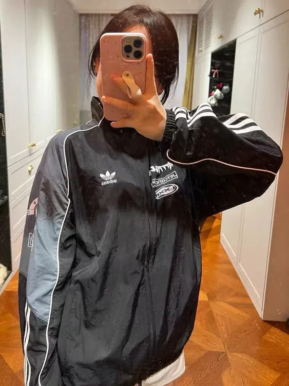 阿迪精选三叶草防风立领耐磨运动刺绣外套透气休闲时尚百搭夹克