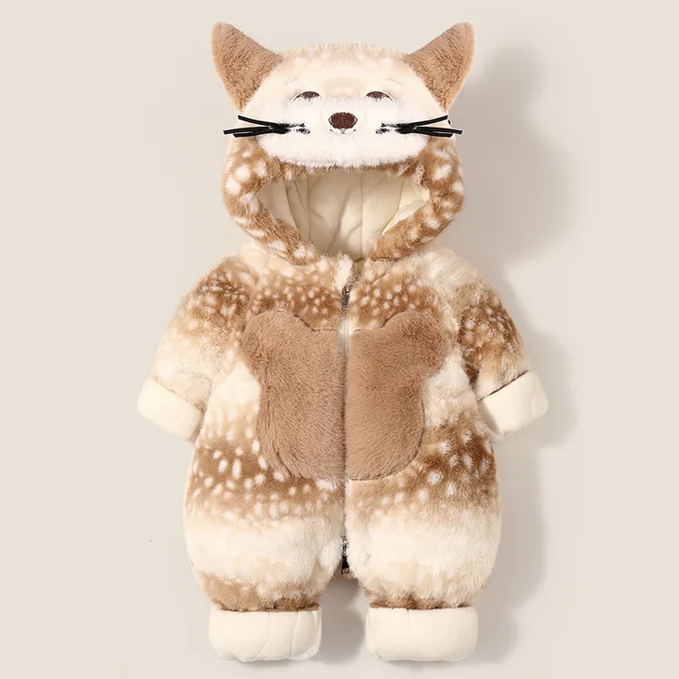 0-2岁婴儿衣服冬季外出加绒加厚男女宝宝连体衣秋冬夹棉哈衣洋气