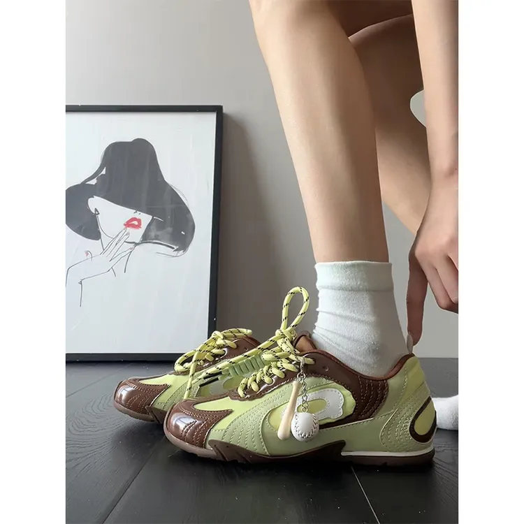 小众赛车鞋内增高德训鞋子女2025新款爆款网面透气休闲轻便运动鞋