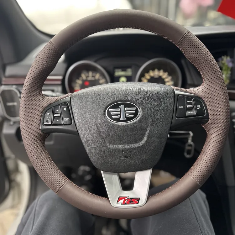 适用于一汽奔腾B50专车专用手缝全包把套教程抗菌纳帕皮方向盘套