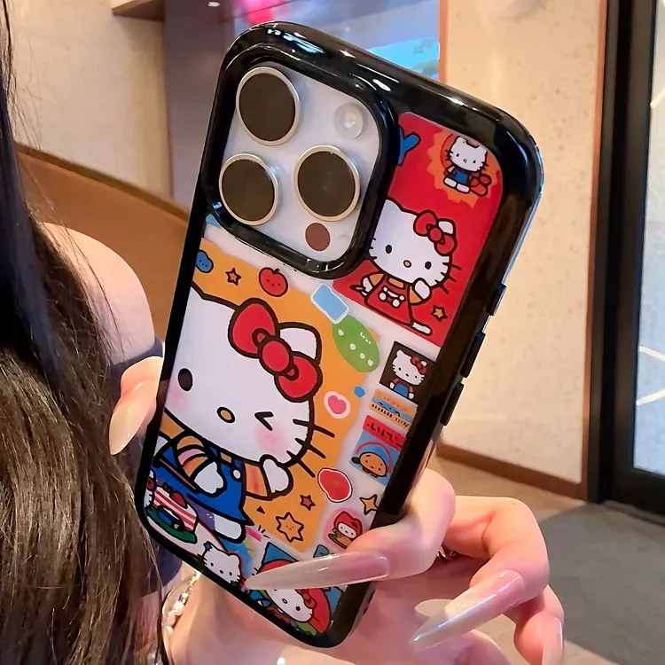 雅天立卡通kitty插画适用苹果17/15promax手机壳iPhone16/13/14女