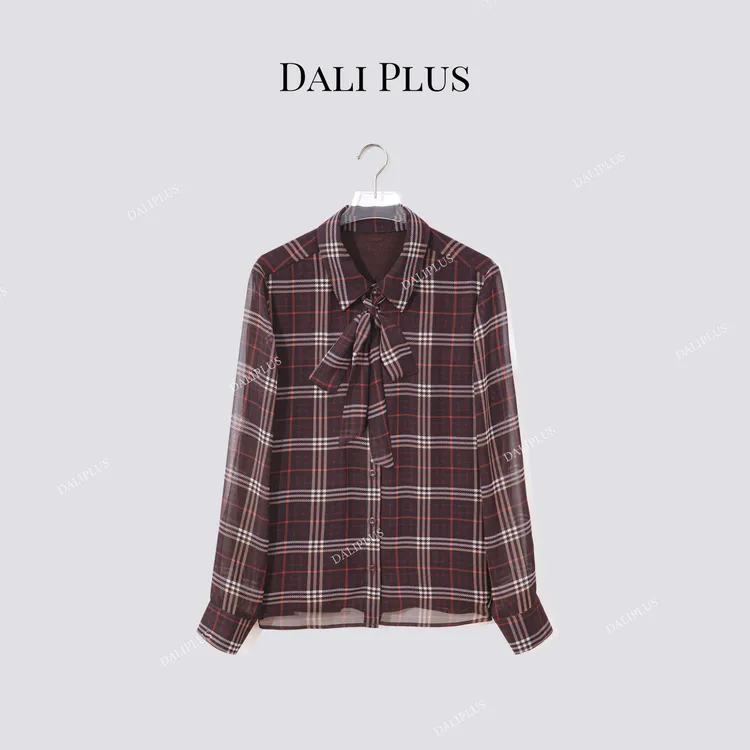 DALI PLUS“加绒红格纹衬衫” 英伦腔飘带衬衫-D5ST1528