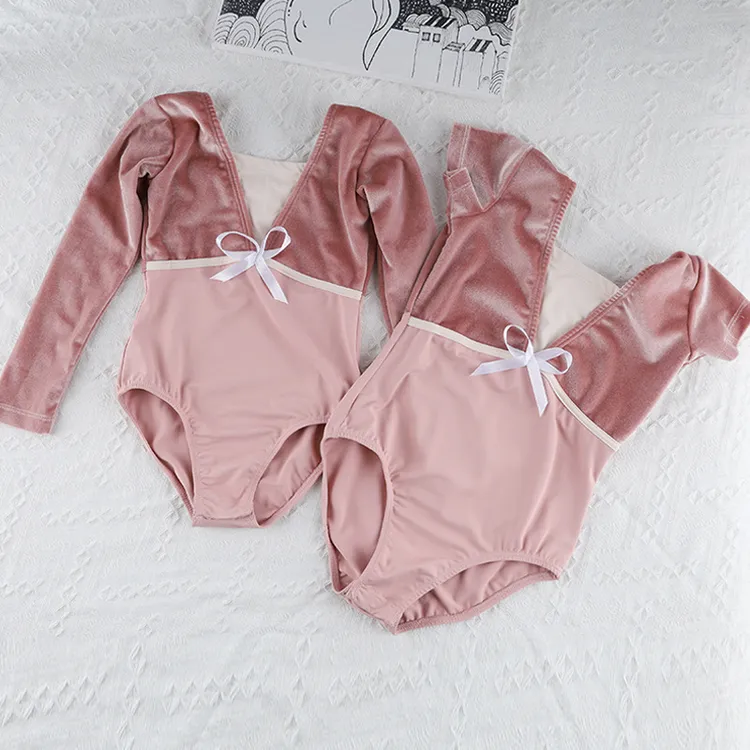 舞蹈服练功服秋冬女童考级形体服丝绒长袖中国舞服装芭蕾舞服