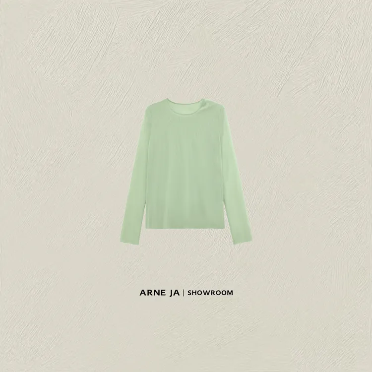 ARNE JA｜“透视美学”斑斓定染薄荷绿网纱上衣W7622285