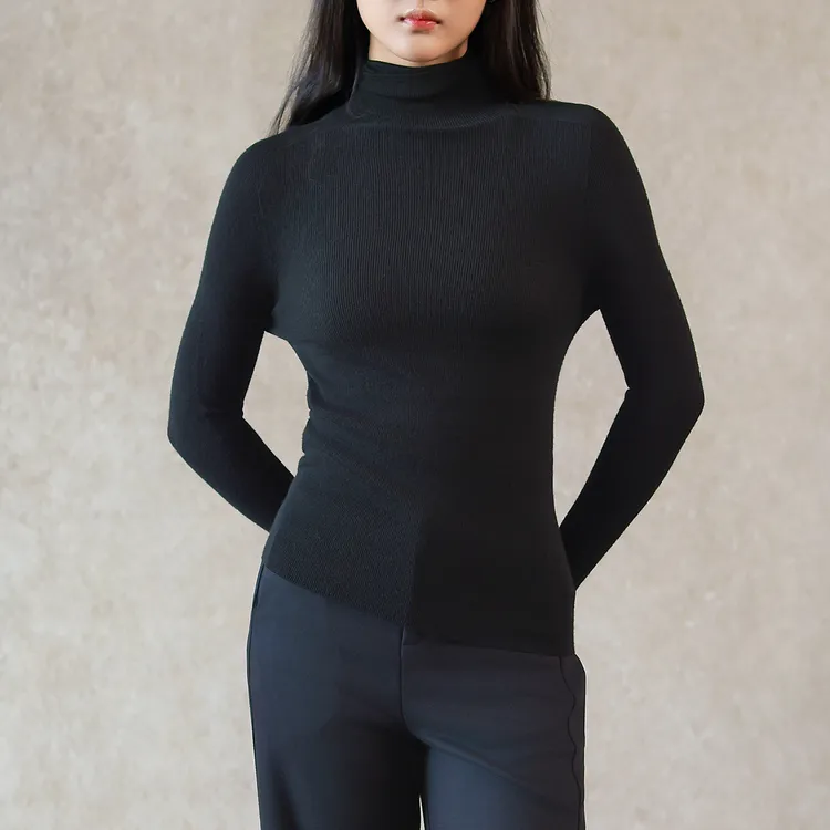 88068#扬子纱精纺羊毛无缝一体套头针织打底衫修身百搭保暖上衣