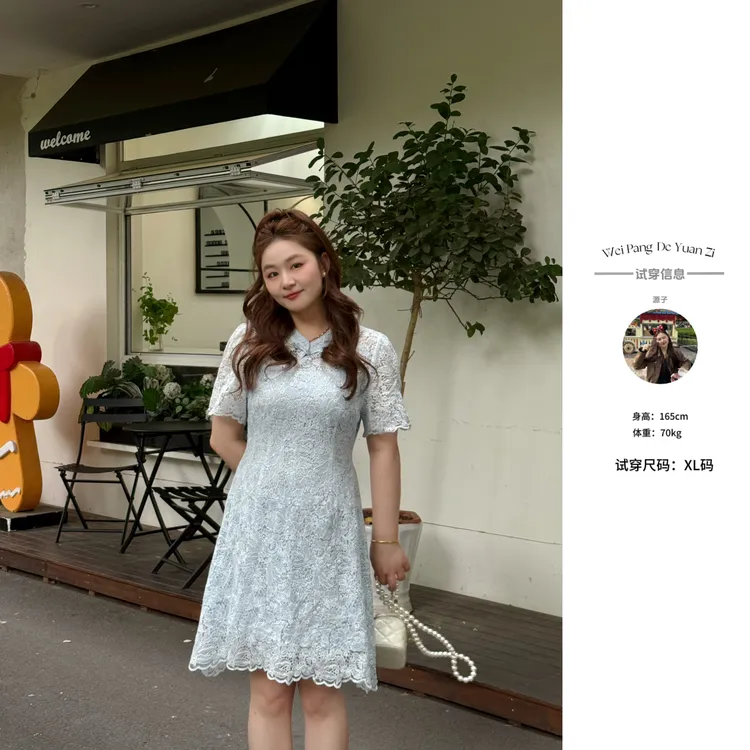 楠序【花期如梦】源子微胖女装 2025年夏装新气质减龄连衣裙YZ36376