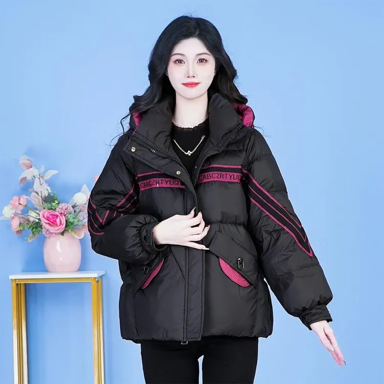 今年流行的棉服女冬季2025新款小个子加厚棉袄拼接棉衣加厚宽松