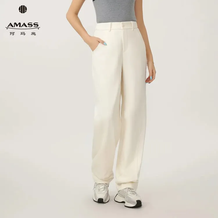 AMASS/阿玛施【高人一等】519229加长松弛感通勤百搭宽松休闲直筒裤