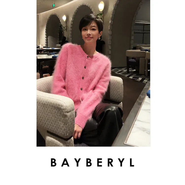 BAYBERYL老贝织梦*拉绒柔软排扣圆领秋冬针织开衫ZZS4J3101-10/2