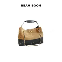 【小香托特】麂皮绒拼皮链条小香风菱格手提斜挎水桶包