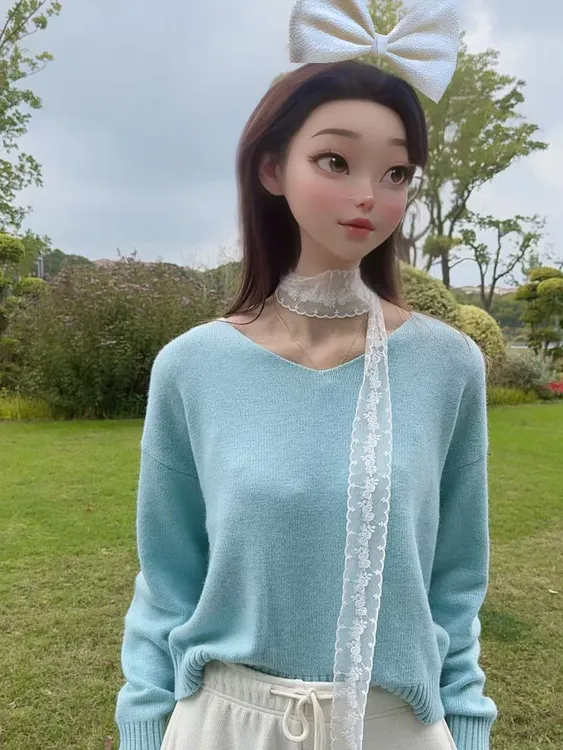针织法式常规冬季毛针织衫镂空百搭上衣蕾丝羊毛浣熊毛