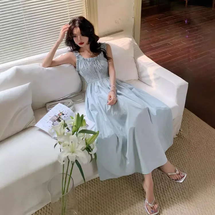 法式旗袍夏季青春V领裙新款妈妈装法式休闲性感短袖修身显瘦欧美