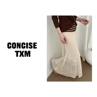 【唐小木】韩版百搭显瘦针织百褶半身裙  X0948