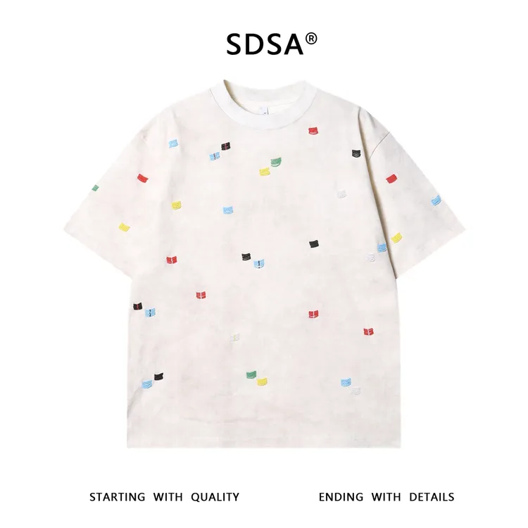 夏季高级感新款潮牌满天星立体彩色珠子装饰短袖T恤百搭时尚上衣