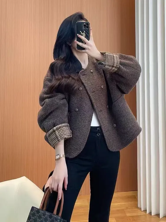 8092 M羊羔小香风外套女秋冬季2025新款时尚宽松显瘦气质上衣