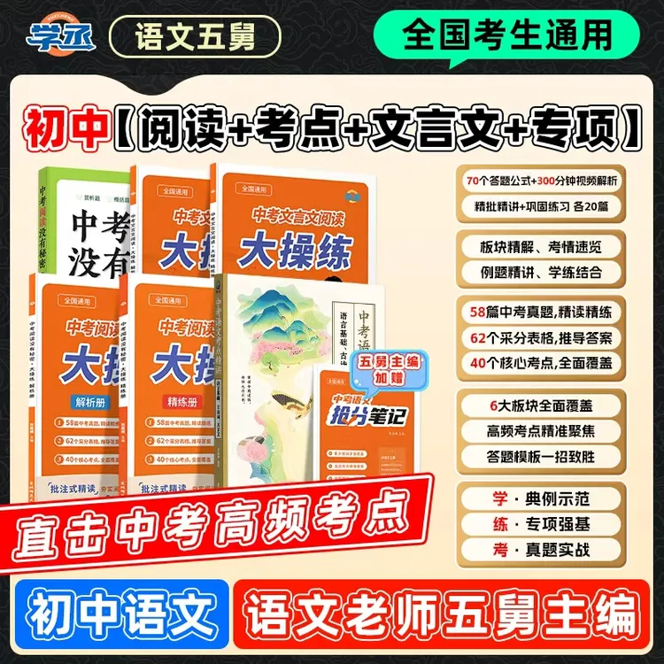 学丞】26新版 语文五舅 中考阅读+文言文技巧+解题技巧核心方法商品图