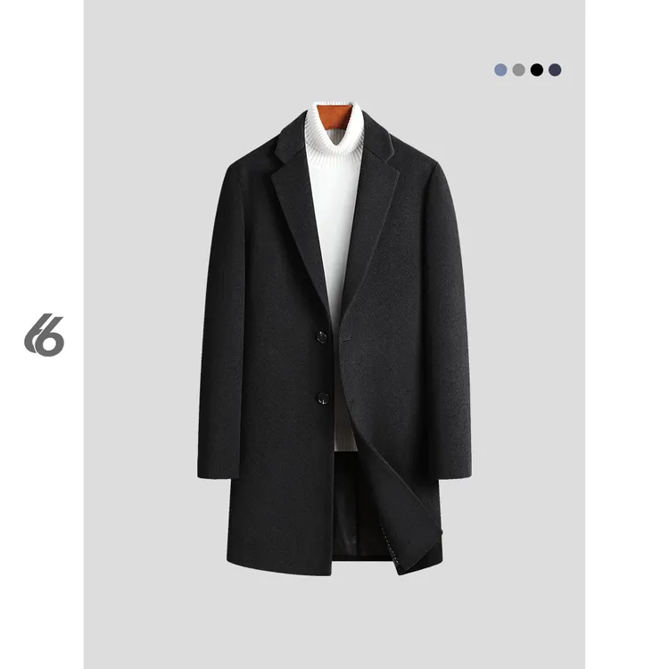 「百搭款」男士大衣短款不过膝秋冬季休闲男生羊毛呢子风衣外套5903