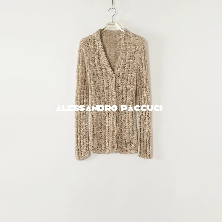 AP洛哥51053SK【虚见】高含棉V领镂空编织多色时尚百搭长袖开衫