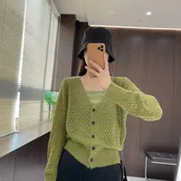 IMFLY金小金自制女装 针织两件套DYW9803氛围感镂空吊带毛衣套装