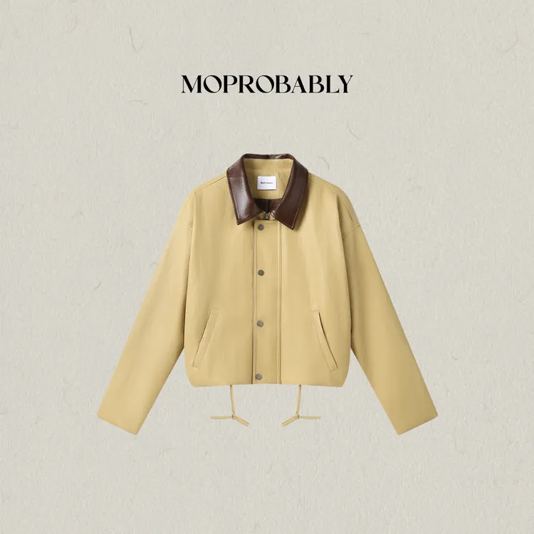 Moprobably李予诺「多巴」休闲时尚百搭翻领撞色夹克短外套L5282001