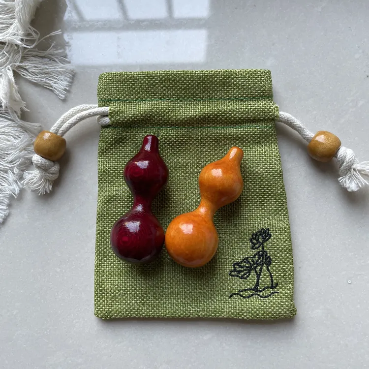 解闷绕指柔木雕葫芦练习含收纳袋手把件细腰荷木小葫芦手捻创意品