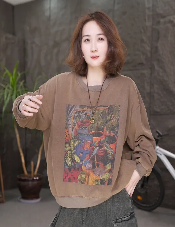 【卫衣】宽松简约长袖打底衫女装秋款百搭显瘦慵懒风休闲上衣QQ