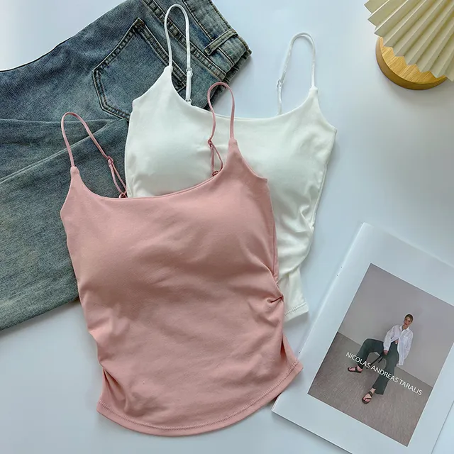 内一体式小无袖背女胸春夏美带文胸背心打底吊带内衣搭上衣外穿垫
