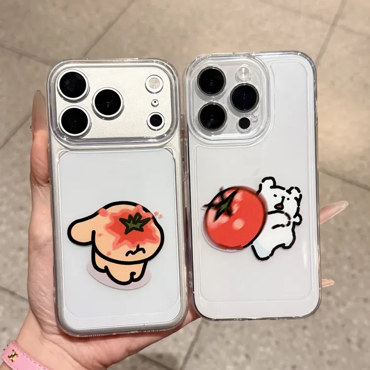 西红柿线条小狗情侣适用iPhone17pro/16/15手机壳简约防摔14pro