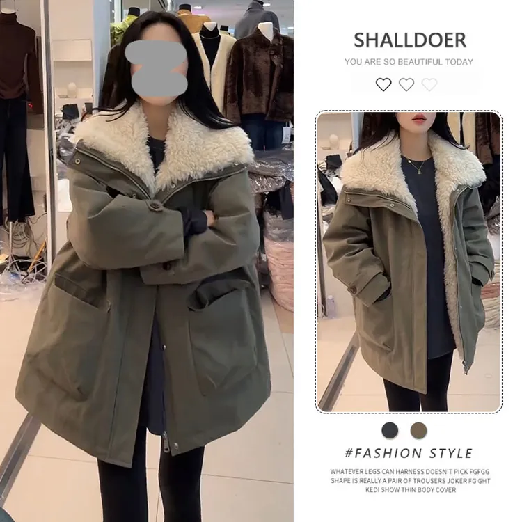 2025新款高级感气质百搭加厚保暖外套宽松显瘦中长款派克棉服女士