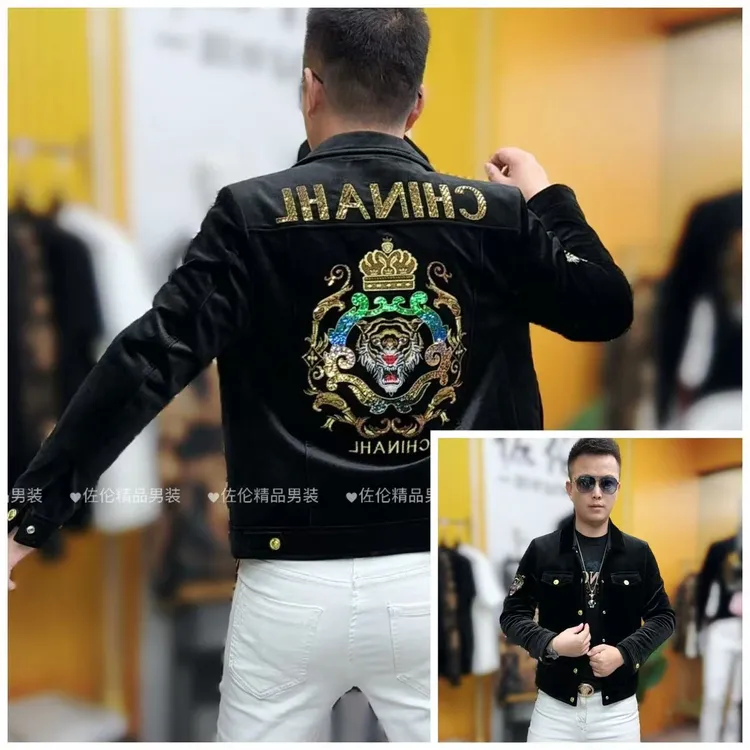 虎头款，散口袖棉衣男修身男士活力风免烫刺绣保暖百搭外套