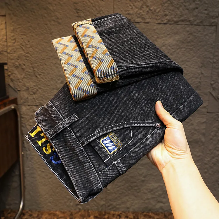 牛仔裤男款爆款2025新款潮流休闲时尚修身直筒刺绣弹力印花男裤子