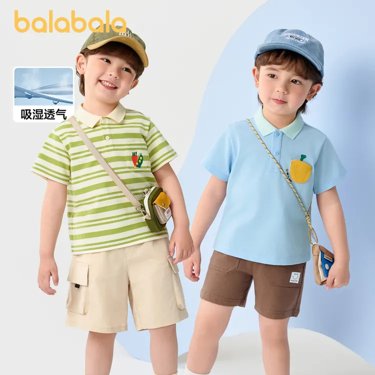 巴拉巴拉童装男童短袖t恤宝宝POLO衫儿童上衣2025新款夏季打底衫