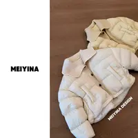 MEIYINA定制 奶呼呼90白鸭绒螺纹领拼接羽绒服