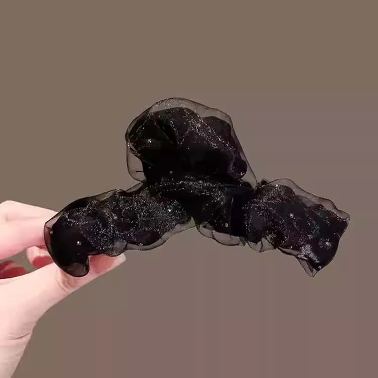 云朵泡泡抓夹女2025新款网纱气质发夹后脑门高级感鲨鱼夹发卡夹子