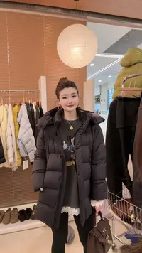 【洋洋精选】2025冬季新款百搭时尚简约气质中长款90绒羽绒服