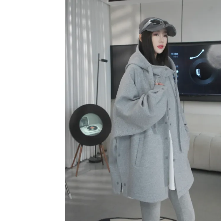 【赵YIYI】2025秋季新款不规则开衩设计款式连帽休闲外套Y23609
