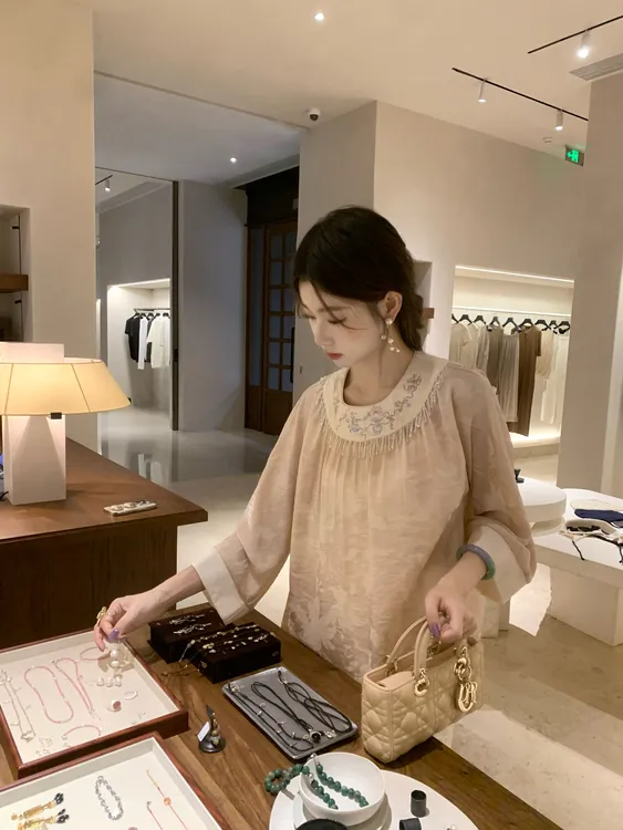 EIA一尧新中式国风【甜花酪】早秋千金感汉元素上衣云肩领气质轻奢