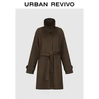 UR2025冬季新款女装琥珀流光风高智腰带大衣外套UWH150084#