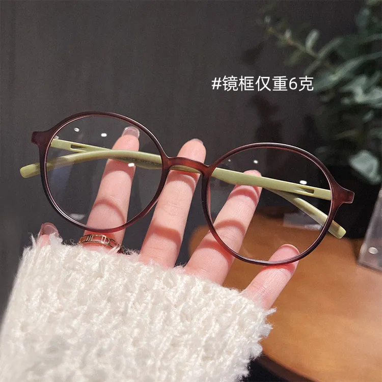 超轻6克芥末茶眼镜女复古圆框近视可配度数素颜小框女士眼睛镜框