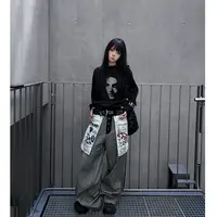 YWBY春秋新款女装重磅纯棉T恤长袖短袖宽松欧美风印花上衣老钱风