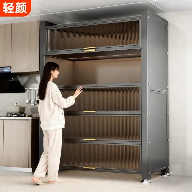特厚厨房置物架加厚餐边柜橱柜置物收纳柜储落地物碗柜微波炉烤箱