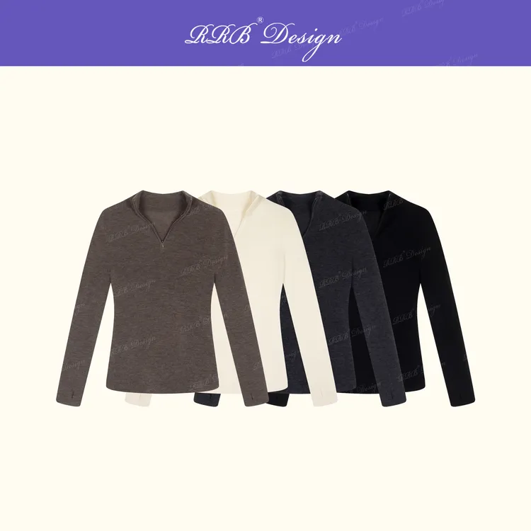 RRB Design 「格温妮丝」羊毛扬子纱无缝一体4级抗起球修身毛织上衣