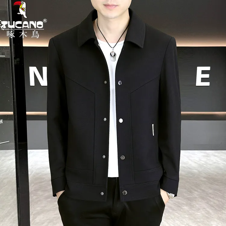 TUCANO/啄木鳥秋冬新款休闲拼接纯色简约翻领夹克时尚帅韩版外套