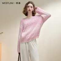 1166西遇晕染渐变圆领毛衣女2025秋季宽松显瘦套头针织衫上衣